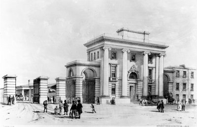 Entrance to Birmingham Station, 1838 by John Cooke Bourne